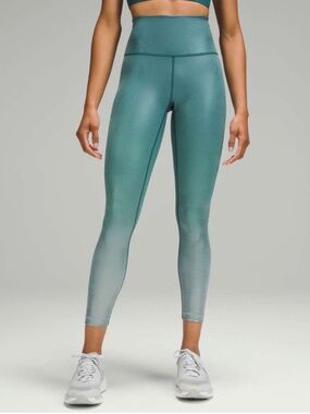 Lululemon Wunder Under foil green gradient train high rise tight 8